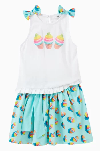 Ice Cream-print Skirt in Cotton