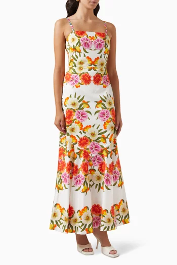 Jalisa Floral-print Maxi Dress in Cotton