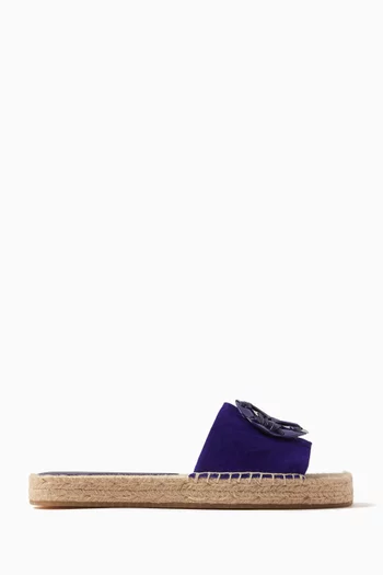 Woven Double T Espadrille Slides in Suede