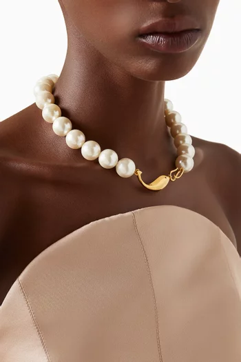 Sirena Pearl Necklace in 22kt Gold-plated Bronze