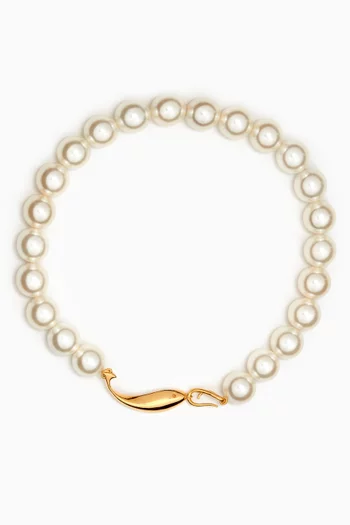 Sirena Pearl Necklace in 22kt Gold-plated Bronze