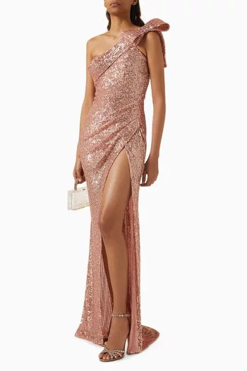 One-shoulder Dress in Sequin