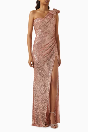 One-shoulder Dress in Sequin