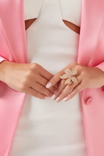 Lilum Crystal Ring in 24kt Gold-plated Bronze