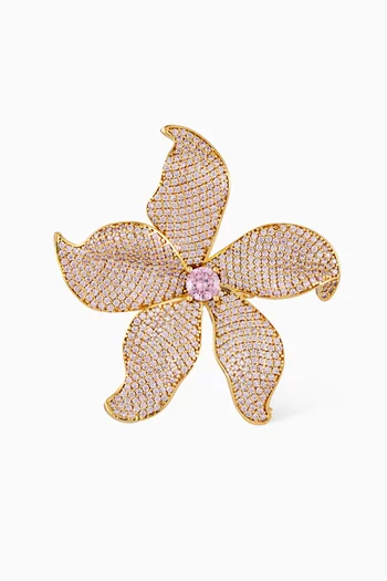 Lilum Crystal Ring in 24kt Gold-plated Bronze