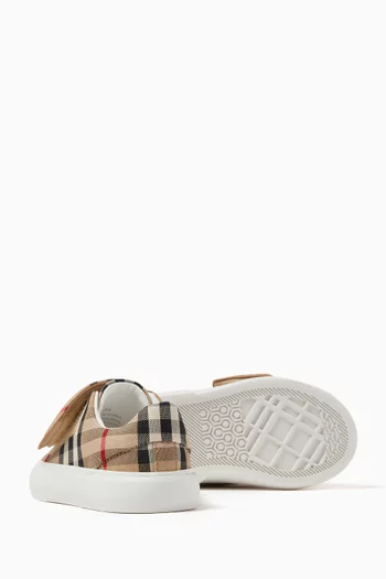 Check Sneakers in Cotton Canvas