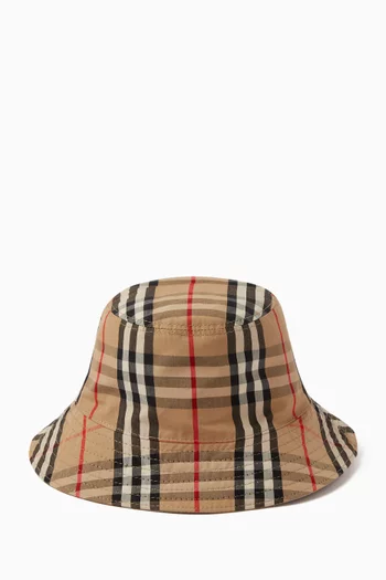 Reversible Check Bucket Hat in Cotton