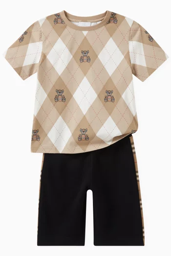 Check Panel Shorts in Cotton