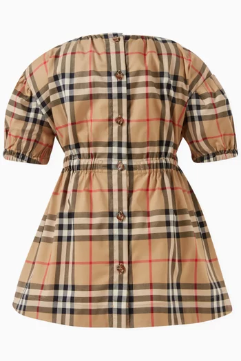 Check-print Dress in Cotton