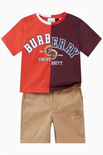 Logo-print Colour-block T-shirt in Cotton