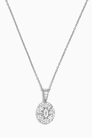 Flower Crystal Pendant Necklace in Sterling Silver