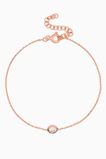 Round Stone Bracelet in Rose Gold-plated Sterling Silver