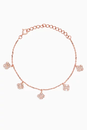 Crystal Chain Bracelet in Rose Gold-plated Sterling Silver