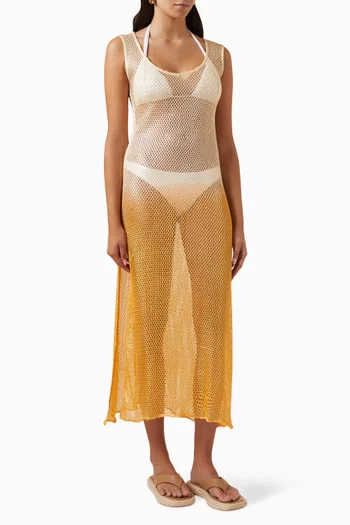 فستان ألانا طويل للارتداء فوق ملابس السباحة قماش شبكي