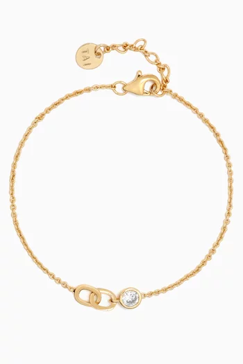 Double-chain Link Crystal Bracelet in Gold-plated Brass