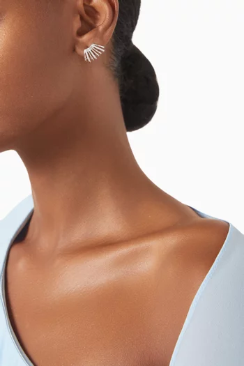 أقراط هاجي بطبقات متعددة مرصعة بكريستال نحاس مطلي بالفضة