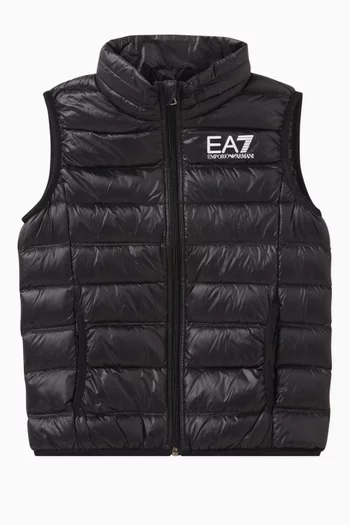 EA7 Logo-print Quilted Vest in Polyamide