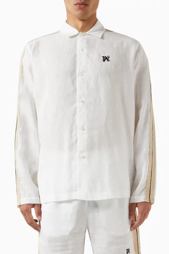 Monogram Polo Track Shirt in Linen