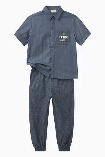 FF Monogram Trousers in Chambray
