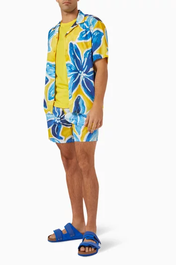 Chelly Printed Bowling Shirt in Hemp-blend