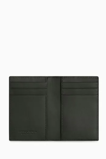 Flap Card Case in Intrecciato Leather
