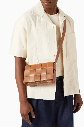 Cassette Crossbody Bag in Orthogonal Woven Leather
