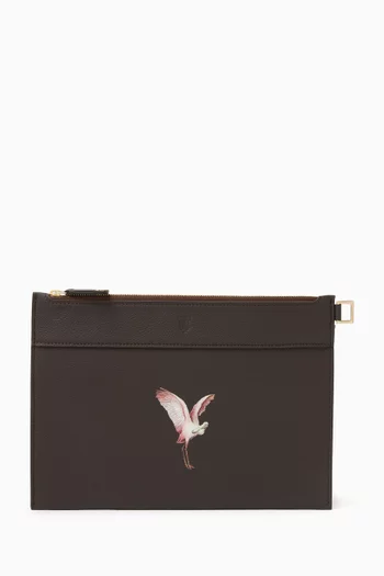 Pink Bird Medium Nomad Pouch in Leather