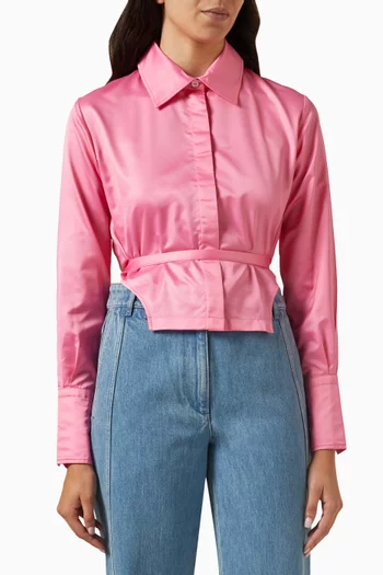 Cut-out Crop Shirt in Eco-satin