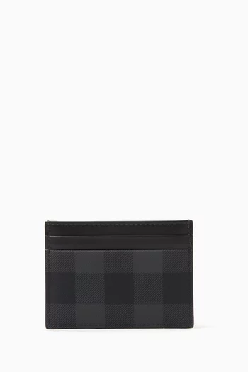 Check Card Case in Eco-canvas & Leather