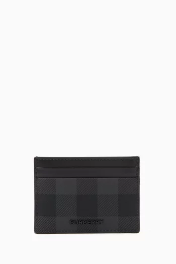 Check Card Case in Eco-canvas & Leather