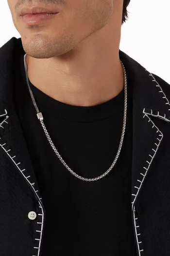 Hexade Box Chain Necklace in Rhodium-plated Sterling Silver