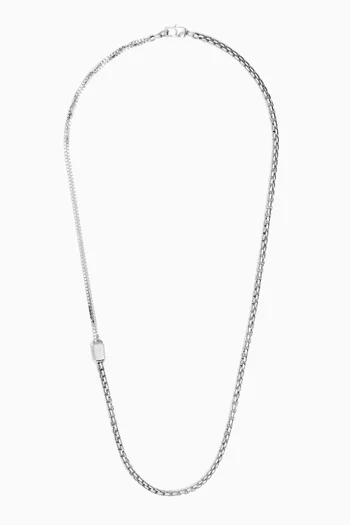 Hexade Box Chain Necklace in Rhodium-plated Sterling Silver