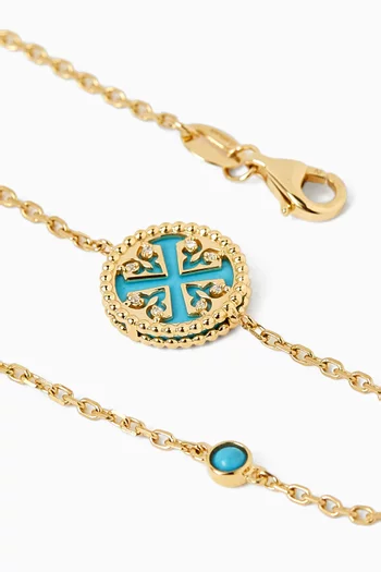 Lace Petite Turquoise & Diamond Bracelet in 18kt Yellow Gold