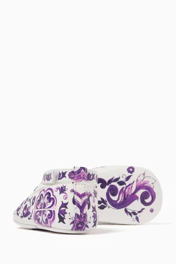 Maiolica-print Ballerina Flats in Leather
