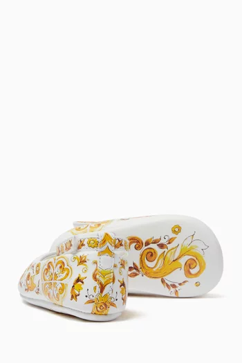 Maiolica-print Ballerina Flats in Leather