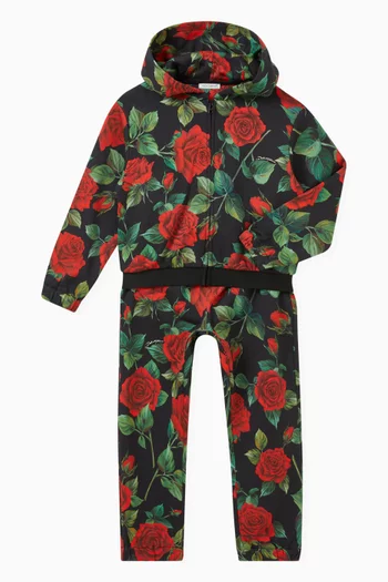 Roses Print Sweatpants in Cotton Jersey