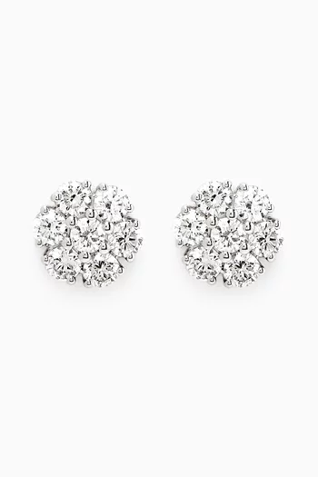 Flower Diamond Stud Earrings in 18kt White Gold