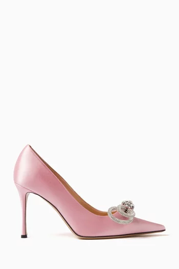 Double Bow 95 Pumps in Satin