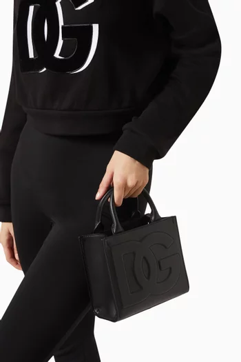 Mini Daily Logo Tote Bag in Leather