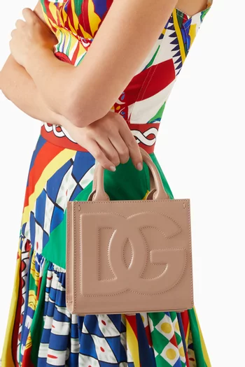Mini Daily Logo Tote Bag in Leather