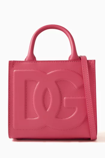 Mini Daily Logo Tote Bag in Leather