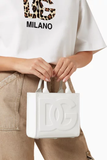 Mini Daily Logo Tote Bag in Leather