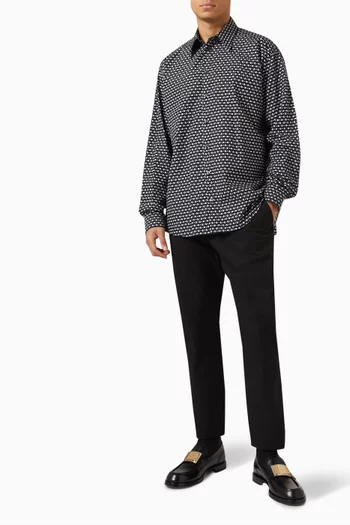 All-over Logo-print Oversized Shirt in Cotton-poplin