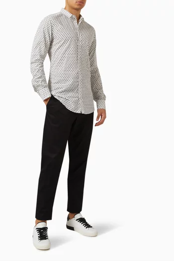 All-over Logo-print Shirt in Cotton-poplin