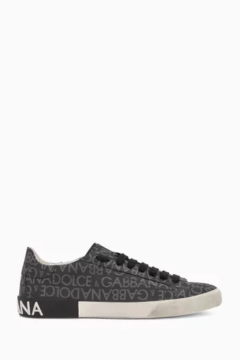 Jacquard Logo Sneakers in Coated Canvas