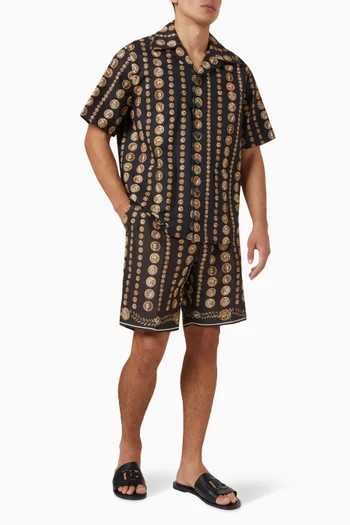 Coin Print Bermuda Shorts in Habutai Silk