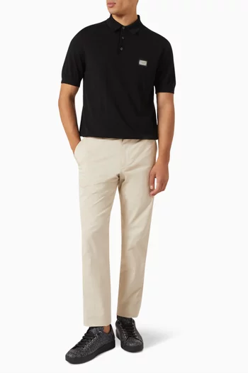 Logo Tag Polo Shirt in Wool Knit