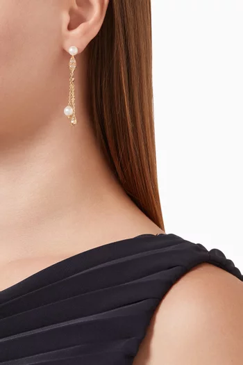 Kiku Freshwater Pearl Charm Drop Earrings in 18kt Gold