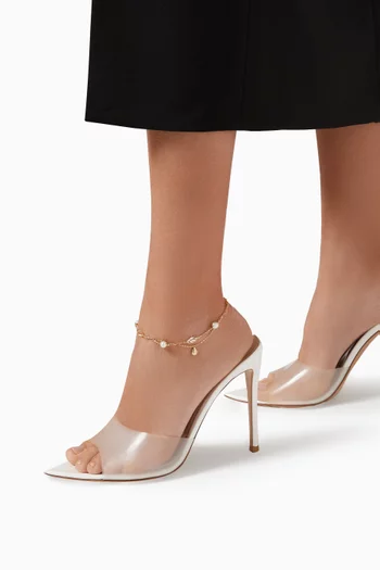 Kiku Freshwater Pearl Charm Double-chain Anklet in 18kt Gold