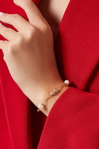 Kiku Freshwater Pearl Charm Bracelet in 18kt Gold